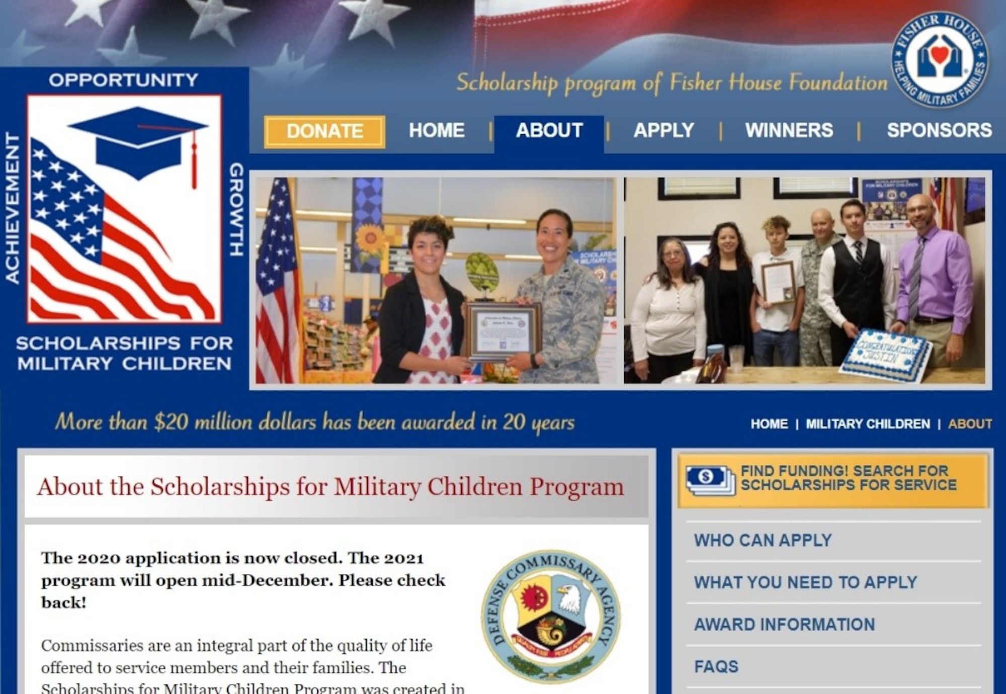 Graphic of Defense Commissary Agency webpage