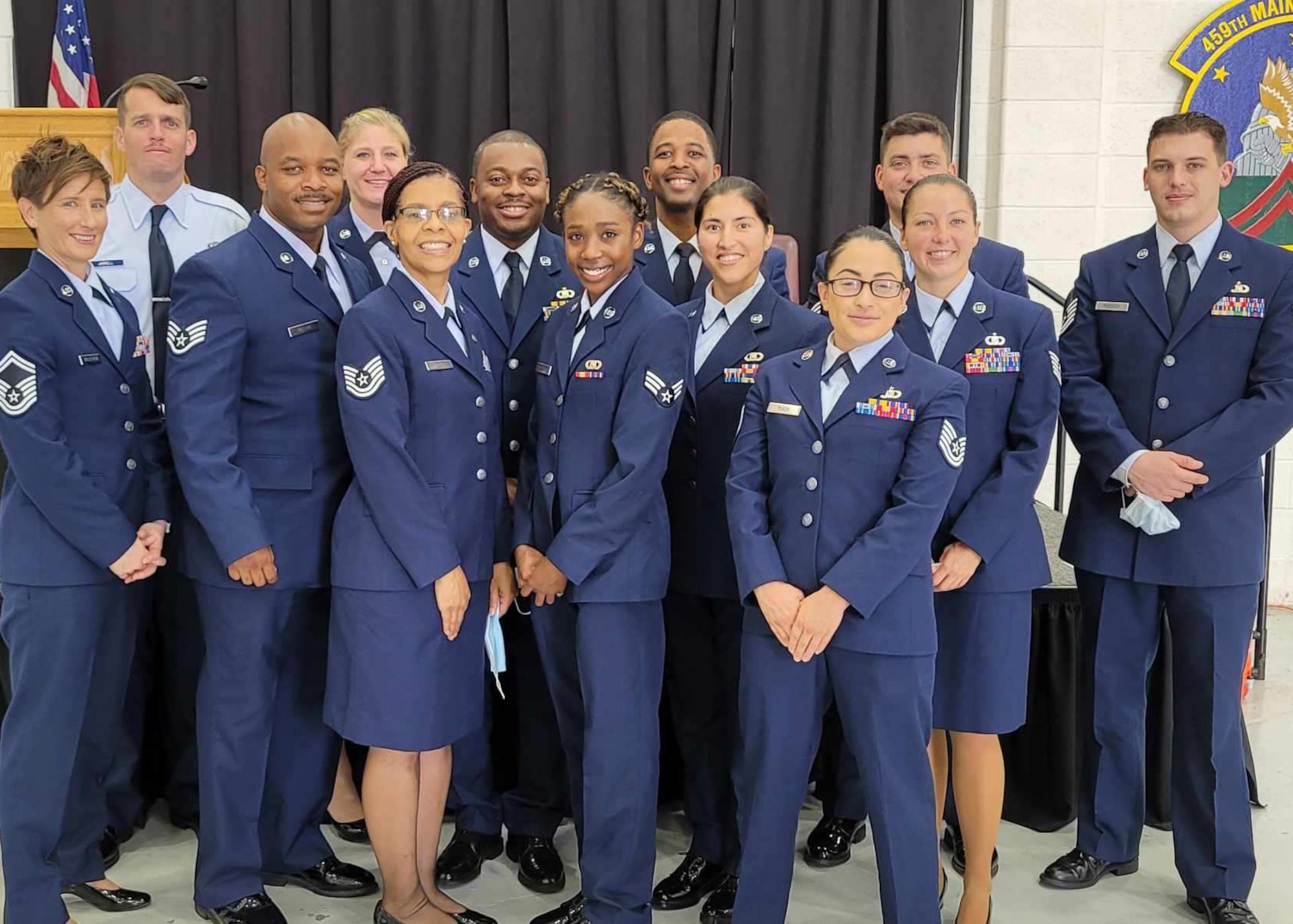 Members of the 459th Aircrew Flight Equipment shop pose for a photo Sept. 13, 2020 at Joint Base Andrews, Md. The team recently won Air Force Reserve Command’s FY20 AFE Small Program of the Year for their hard work and dedication to the 459th mission. (Courtesy Photo)