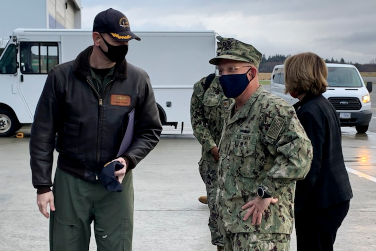 WHIDBEY ISLAND, Wash. (Dec. 14, 2020) Chief of Naval Operations (CNO) Adm. Mike Gilday visits Commander, Patrol and Reconnaissance Wing 10 (CPRW 10), Patrol Squadron 1 (VPW 1) and Patrol Squadron 47 (VP 47) during a trip to the Pacific Northwest to engage with Sailors. (U.S. Navy photo by Lt. Rachel Maul/Released)
