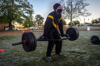 Lt. Gen. Jody Daniels conducting physical fitness