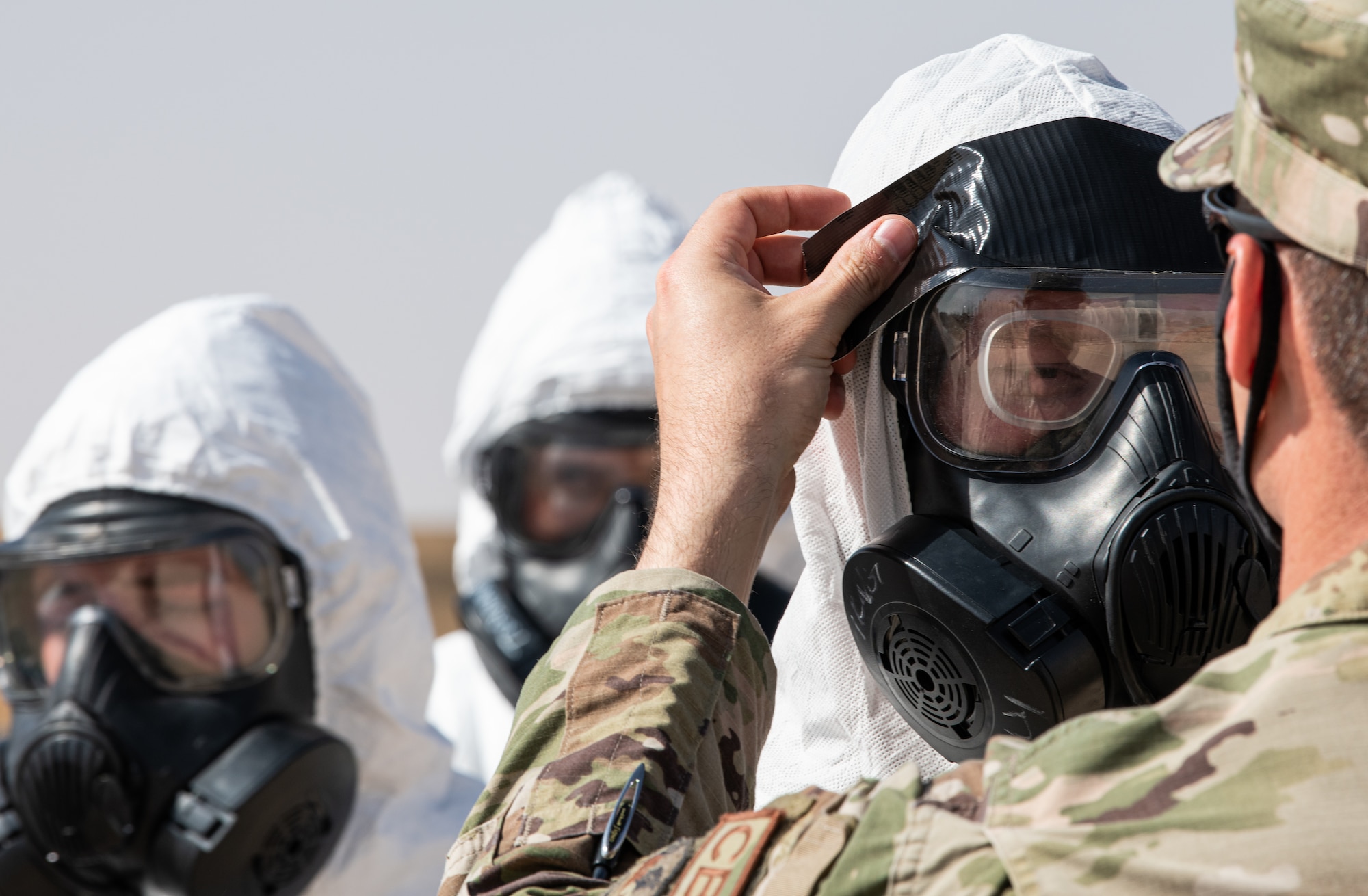 Airmen from the 378th Expeditionary Civil Engineer Squadron emergency management flight and Royal Saudi Air Force personnel shared experience and expertise during a hazardous materials response exercise Dec. 12, 2020, at Prince Sultan Air Base, Kingdom of Saudi Arabia.