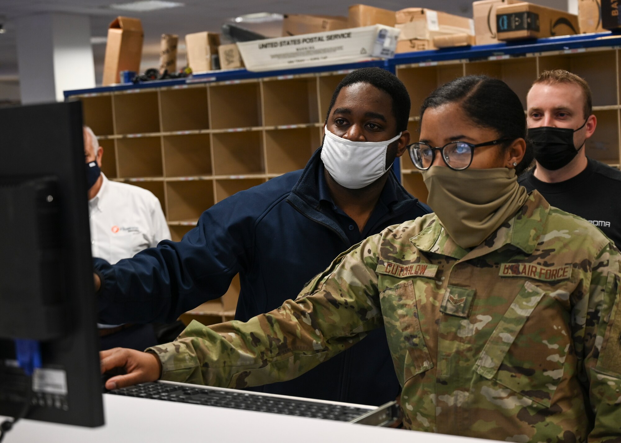 The 786th Force Support Squadron unveiled its new automatic mail sorter at the Northside Post Office at Ramstein Air Base, Germany, Dec. 16.
Leadership from the 786th FSS and 86th Airlift Wing took part in a ribbon cutting ceremony introducing the new equipment.