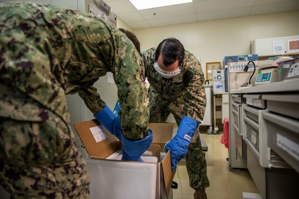 Sailors receive the first doses of the COVID-19 vaccine Naval Hospital Camp Pendleton.