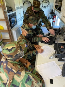 Virginia Defense Force personnel assigned to the 1st Regiment and Support Operations Group take part in the Highland Guardian field training exercise Nov. 7, 2020, in Lynchburg, Virginia.