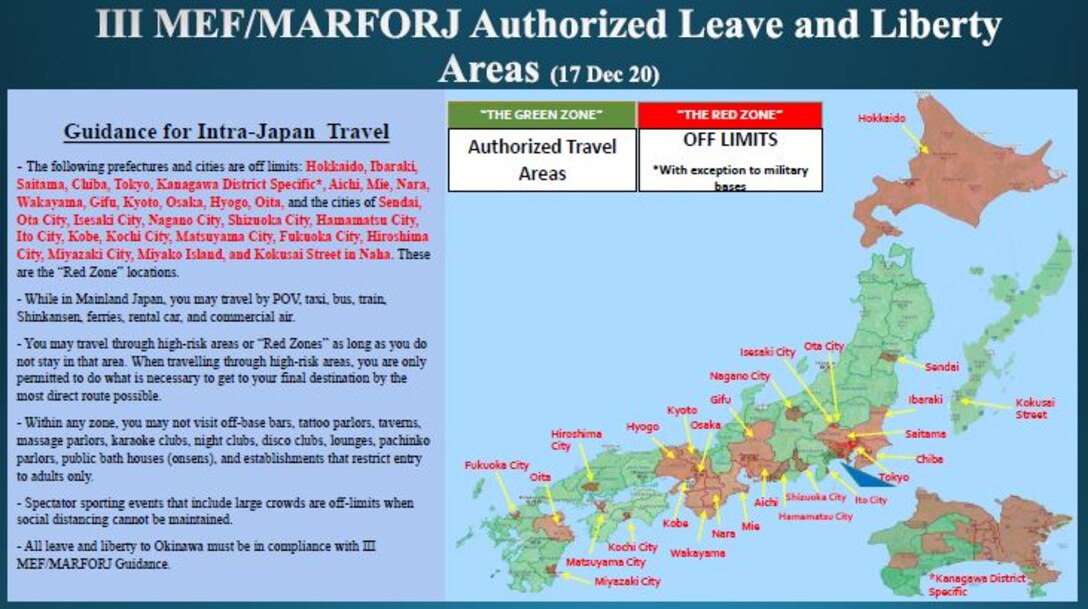 III MEF/MARFORJ Authorized Leave and Liberty Areas