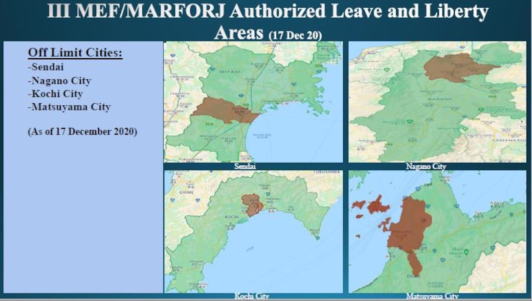 III MEF/MARFORJ Authorized Leave and Liberty Areas