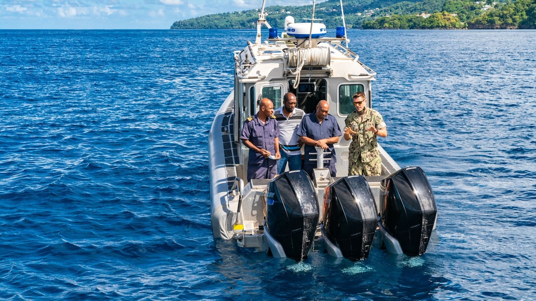 A boat in the water.