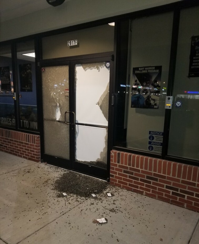 Glass doors damaged