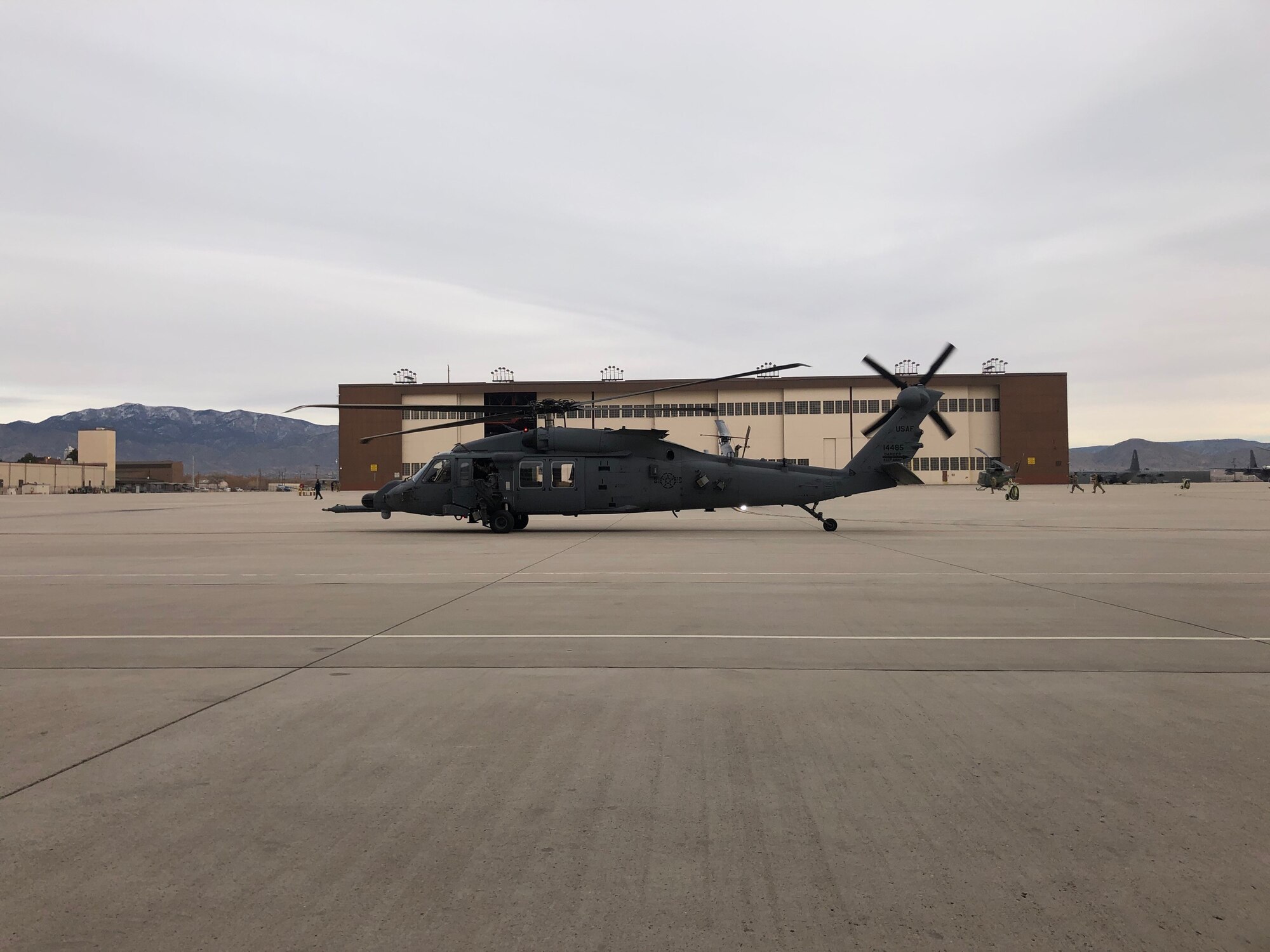 helicopter on a flight line