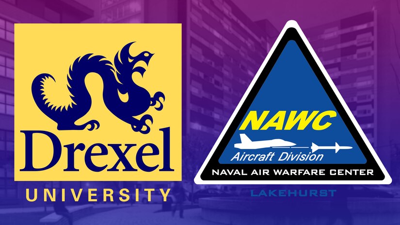 A graphic of Drexel University and Naval Air Warfare Center Aircraft Division Lakehurst.