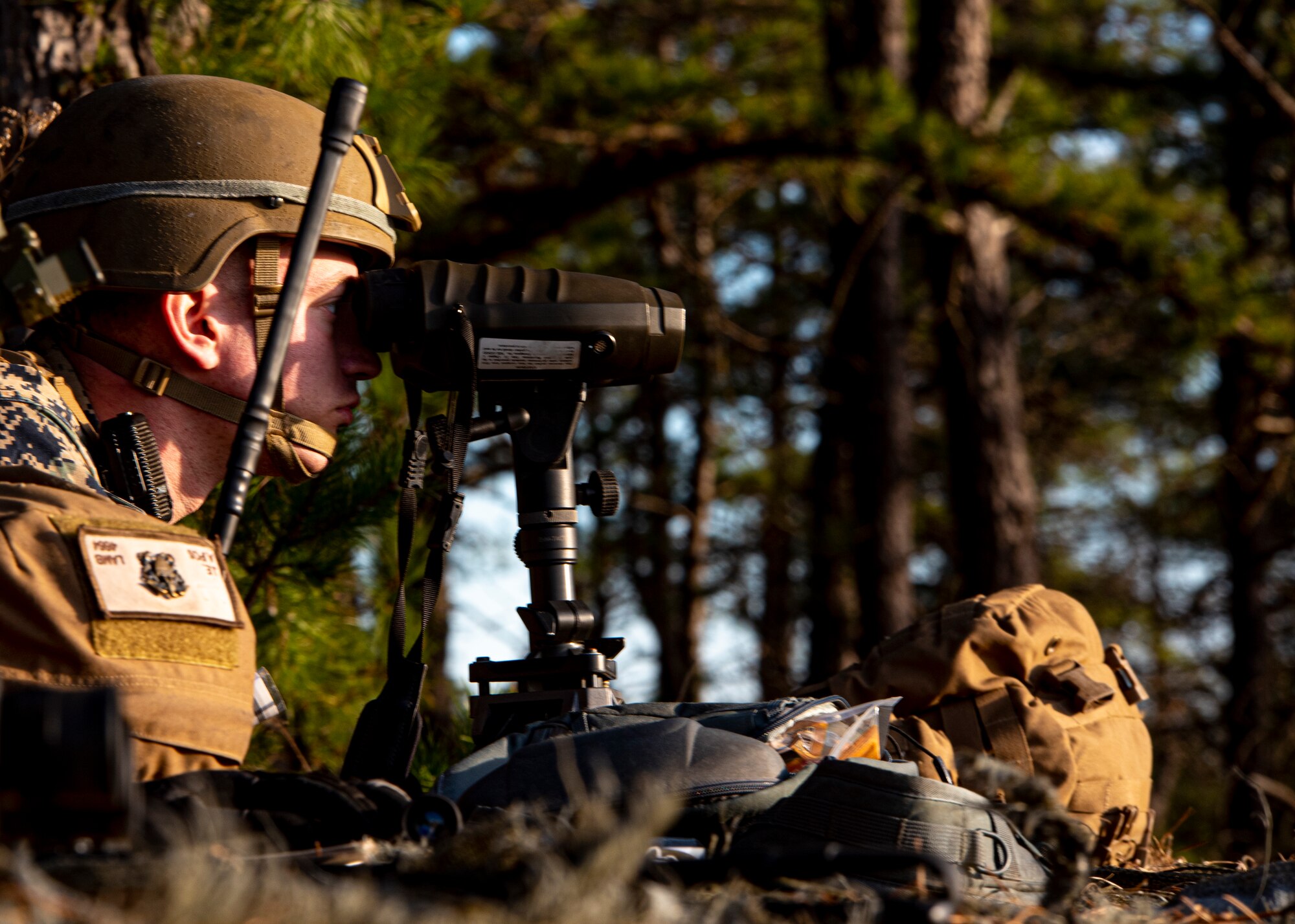 A marine looks for a target.