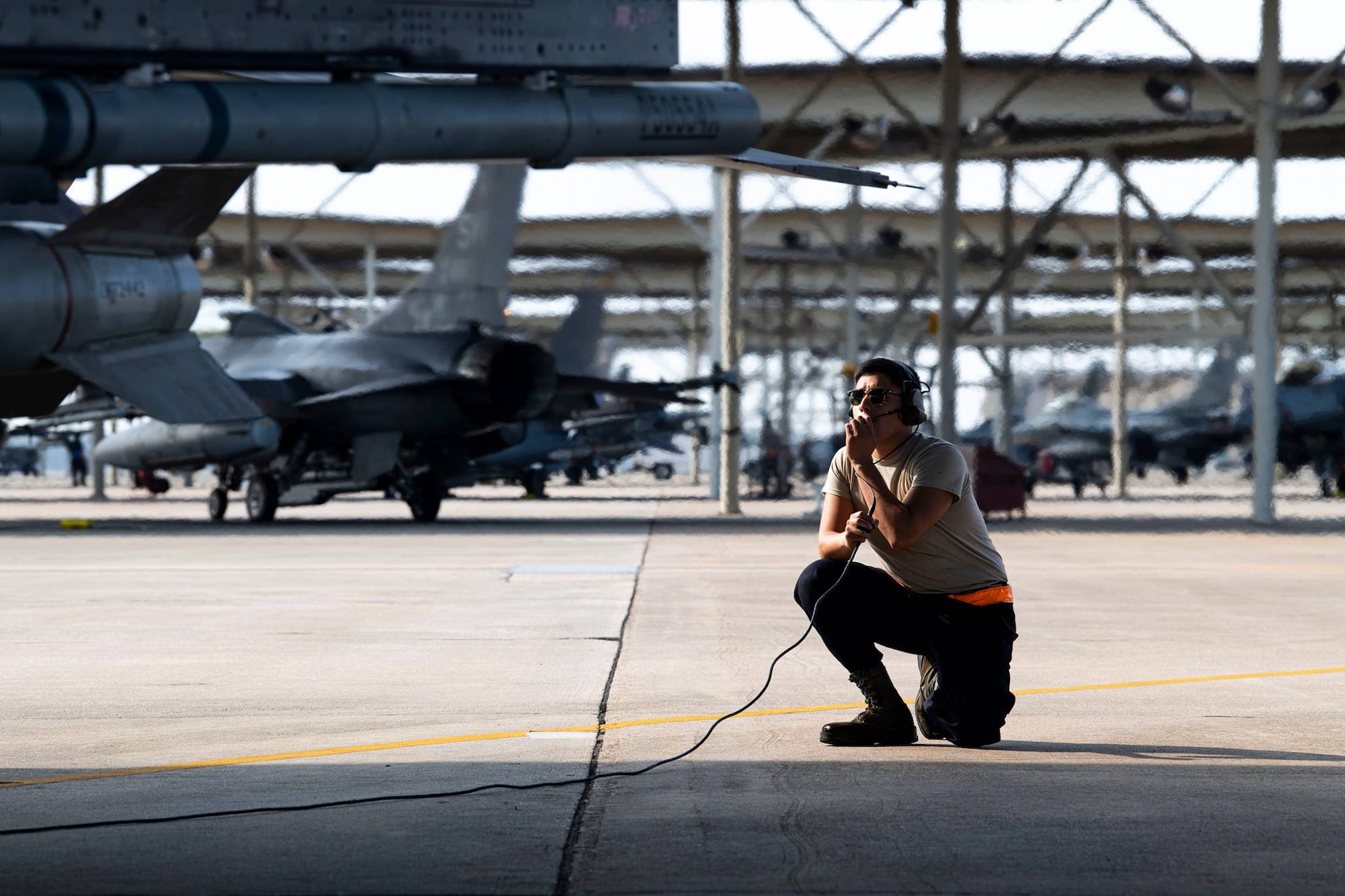 Airman on flightline