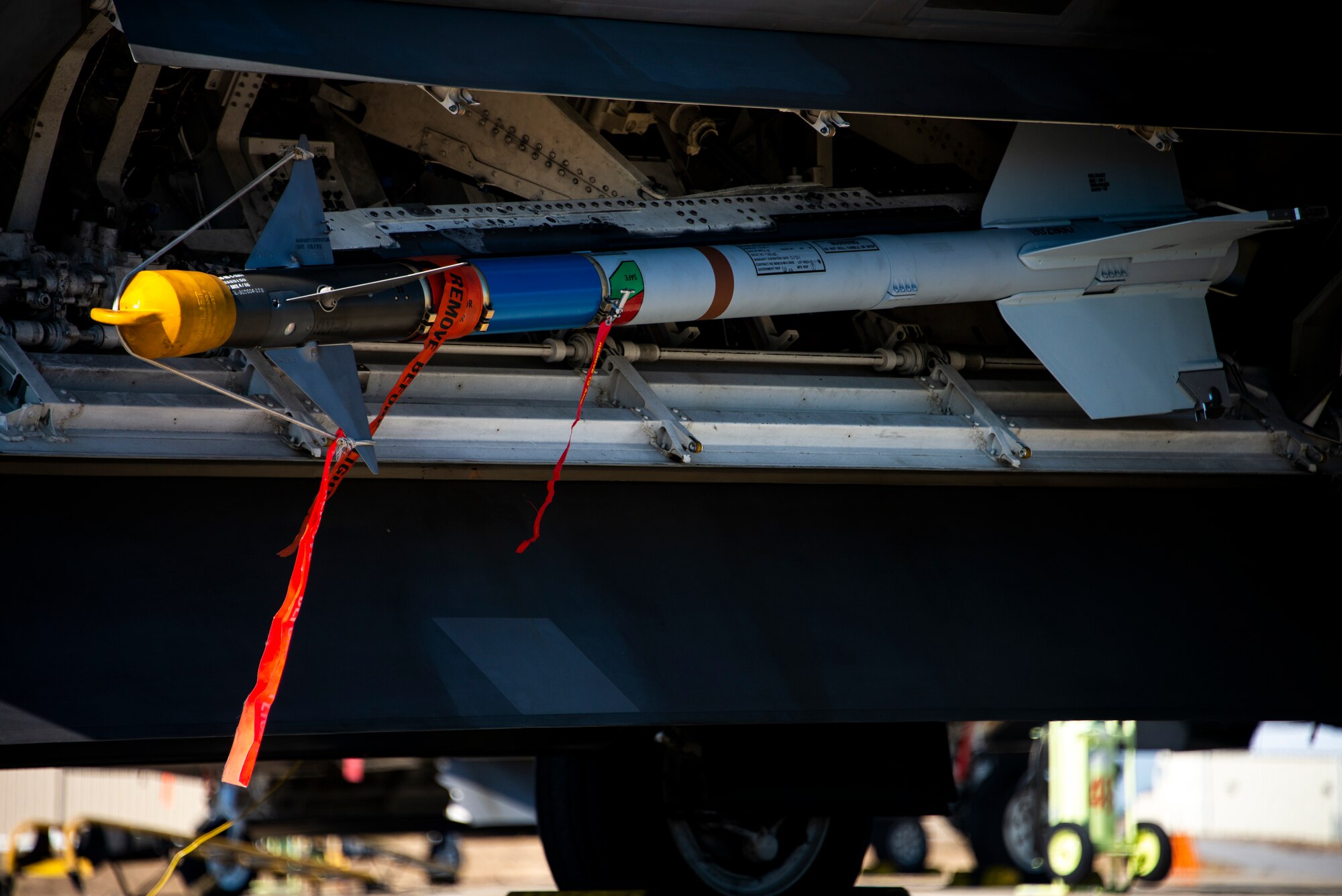 missile loaded on an F-22