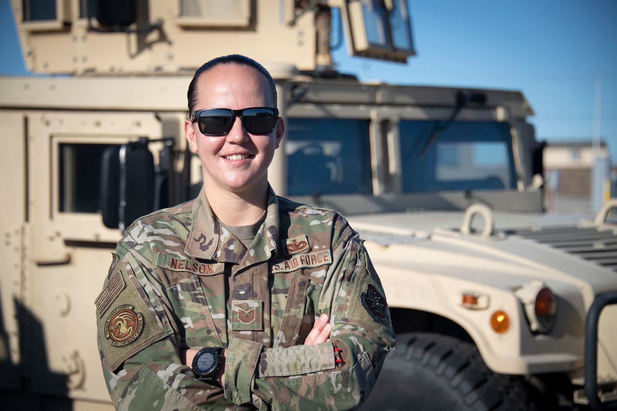 Tech. Sgt. Catherine Nelson, 921st Contingency Response Squadron security forces squad leader, poses for a photo Dec. 14, 2020, at Travis Air Force Base, California. When she began her career in security forces, she knew the job had been traditionally male-dominated in the past. And although this has changed over the years, Nelson said gender stereotyping can still happen in the military. (Photo by Master Sgt. Liliana Moreno)