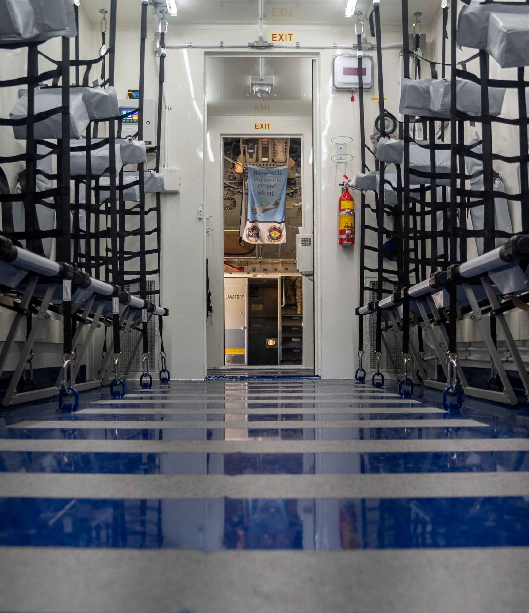 A negatively pressurized conex is installed on a C-17 Globemaster III before an aircrew mission, Sept. 22, 2020, at Dover Air Force Base, Delaware. Dover AFB hosts two NPCs in support of COVID-19 medical evacuation operations and has transported 26 patients as of Dec. 15, 2020. (U.S. Air Force photo by Airman 1st Class Faith Schaefer)