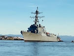 The future USS Daniel Inouye (DDG 118) returns to the General Dynamics Bath Iron Works shipyard after successfully completing Builder's Trials on Dec. 19, 2020.