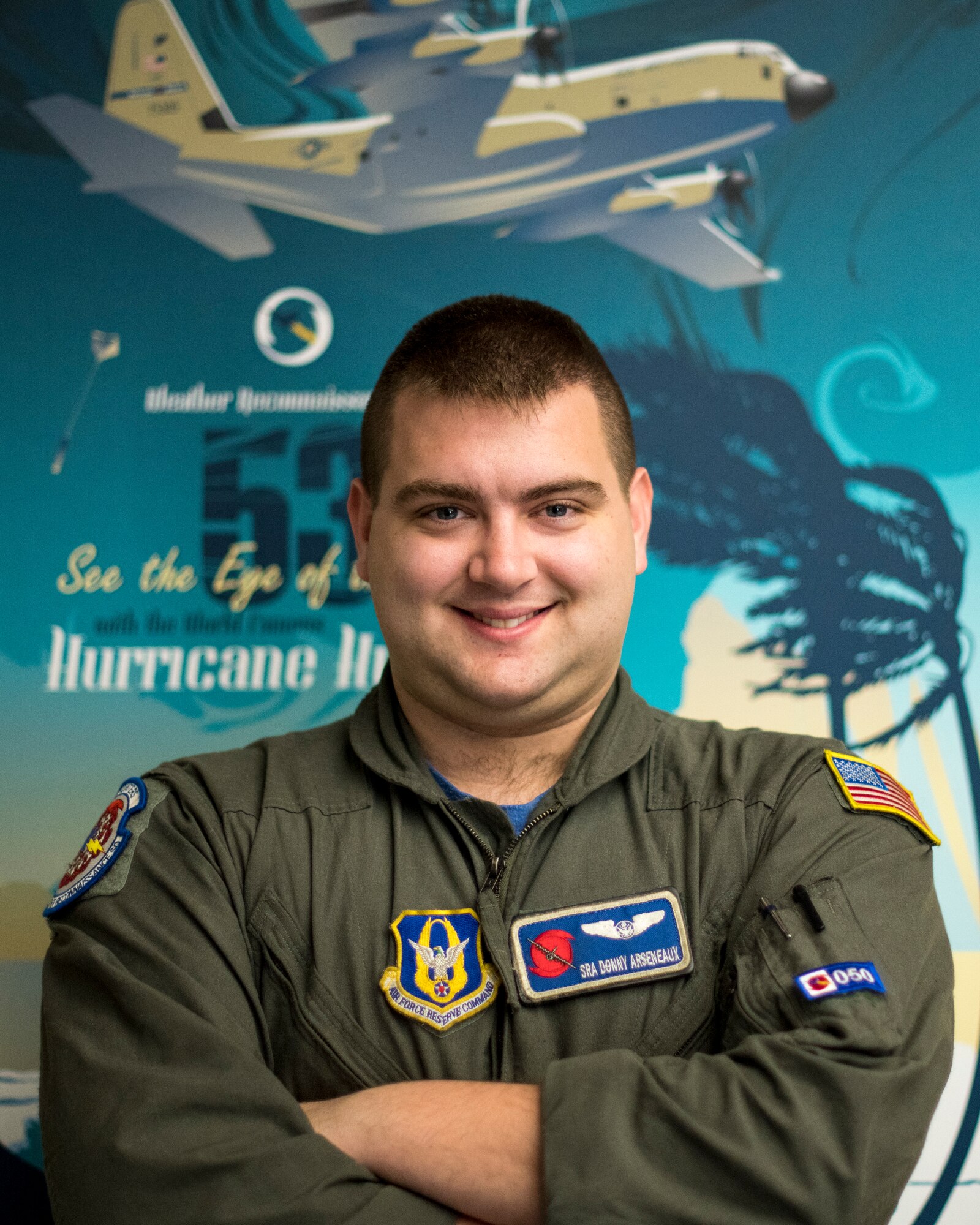 Senior Airman Donny Arseneaux, 53rd Weather Reconnaissance Squadron loadmaster and dropsonde operator, was selected as the 403rd Wing’s third quarter award winner in the Airman category. (U.S. Air Force photo by 2nd Lt. Christopher Carranza)