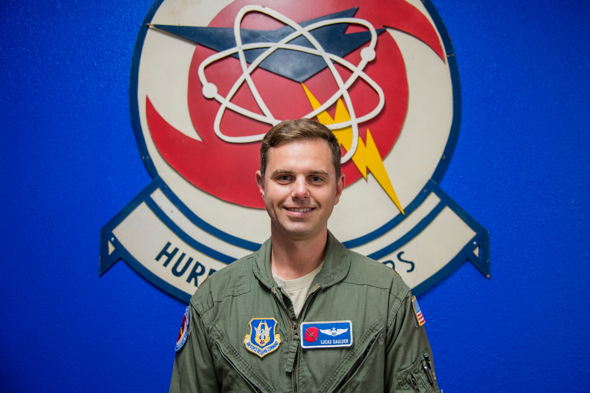 Maj. Lucas Caulder, 53rd Weather Reconnaissance Squadron instructor pilot, was selected as the 403rd Wing’s third quarter award winner in the field grade officer category. (U.S. Air Force photo by 2nd Lt. Christopher Carranza)