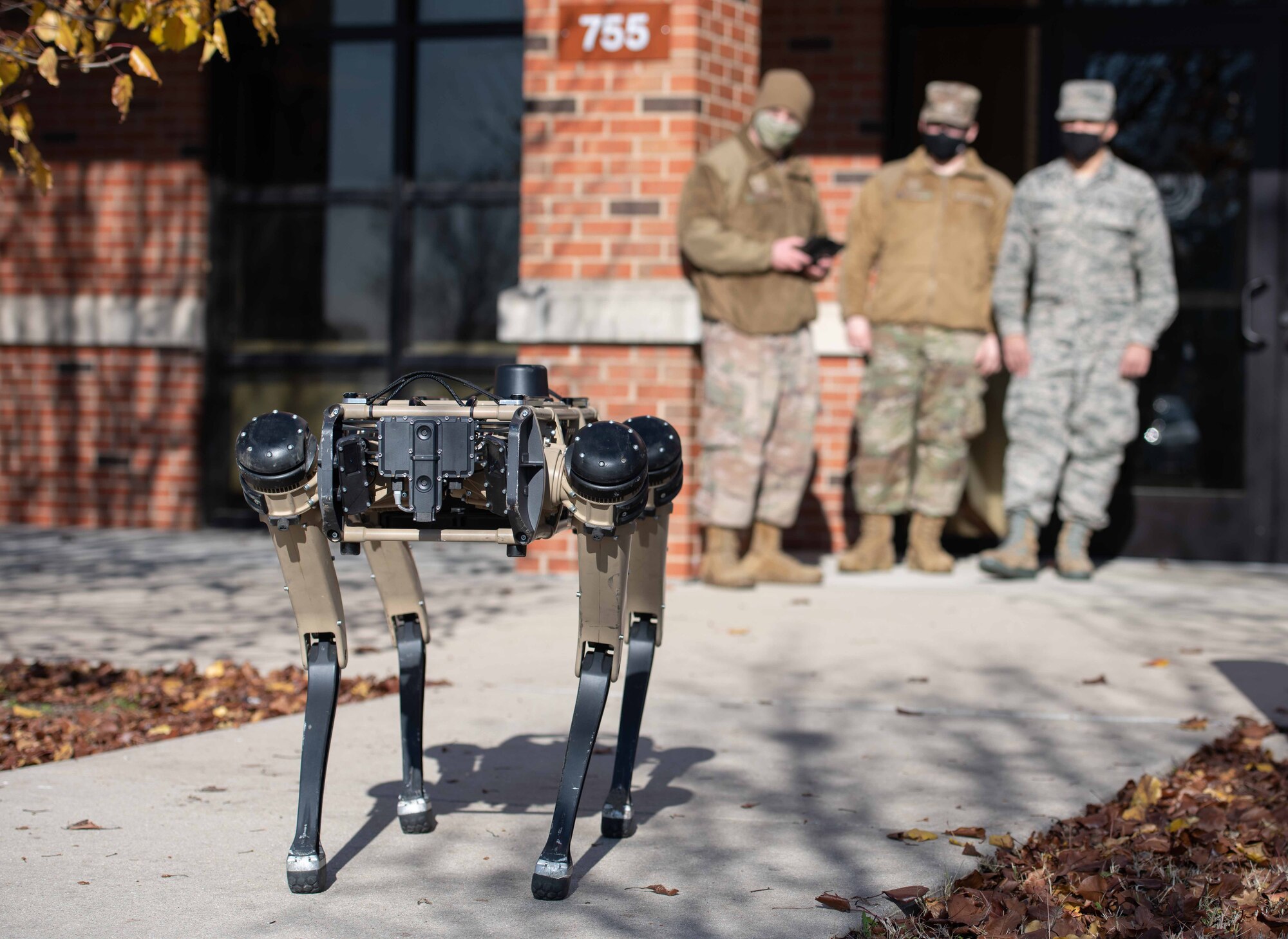 Airman watch robot dog demonstration