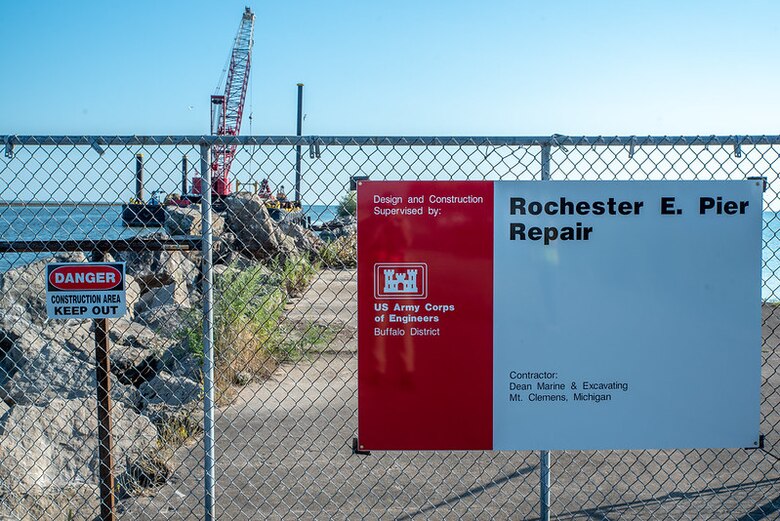 Crews work to repair 600-feet of the Rochester Harbor E. Pier