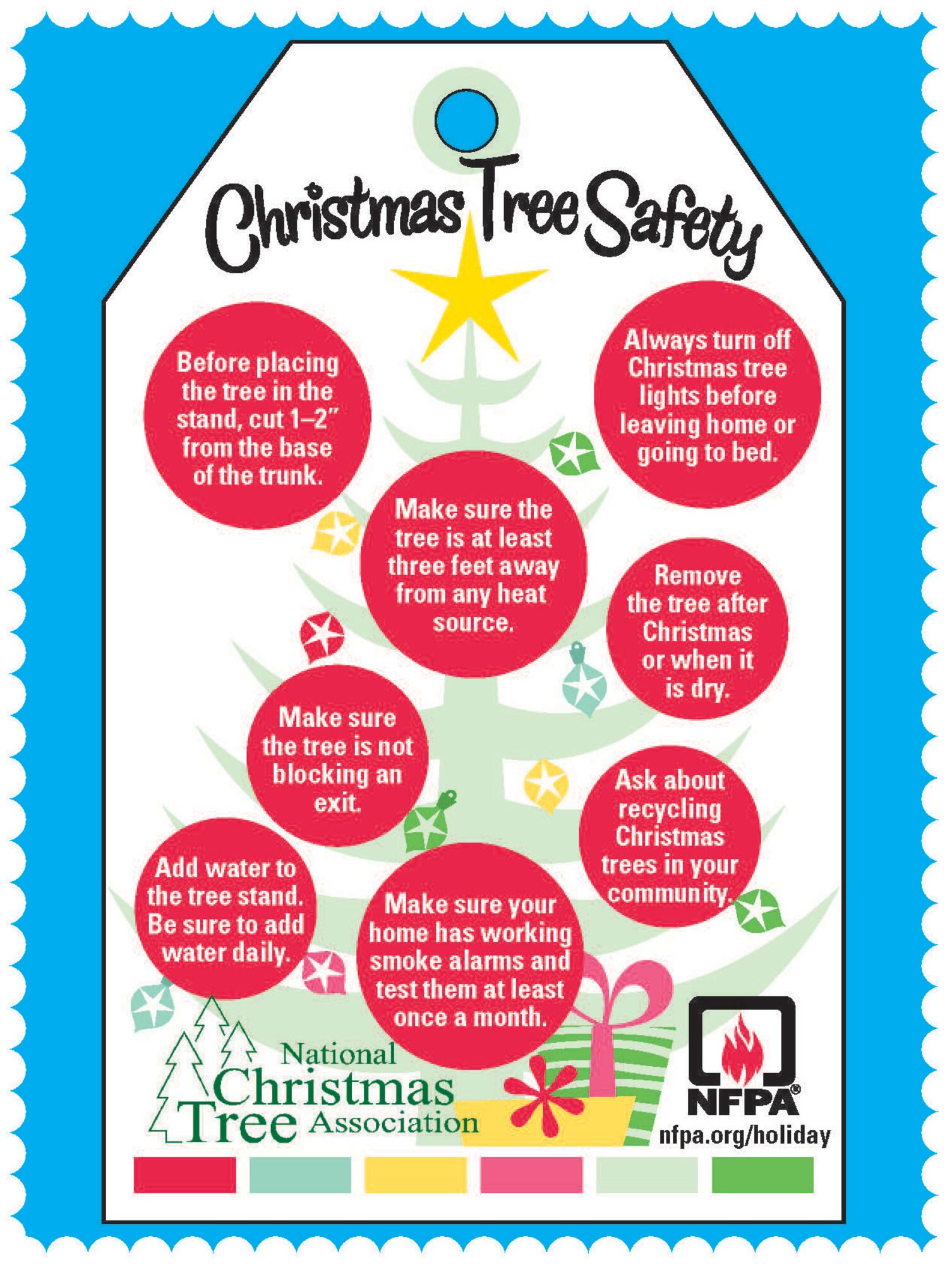 Pictured is the ornament that members of the Arnold Air Force Base Fire and Emergency Services team distributed to residents of the Arnold Village community ahead of the Christmas holiday. Arnold FES is offering this advice, along with other tips, to help members of the Arnold Engineering Development Complex workforce have a fire-safe holiday season. (Courtesy graphic)