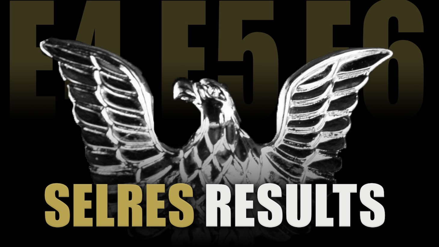 A silver petty officer crow on a black background with the words "SELRES Results" in bold below.