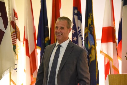 Jack Rosarius, a medical maintenance expert who has served the U.S. Army for 21 years on active duty and 21 more as a civilian, smiles during his retirement ceremony Dec. 18 at Fort Detrick, Maryland. He’s spent his entire civilian career with the U.S. Army Medical Materiel Agency, serving as director of medical maintenance.