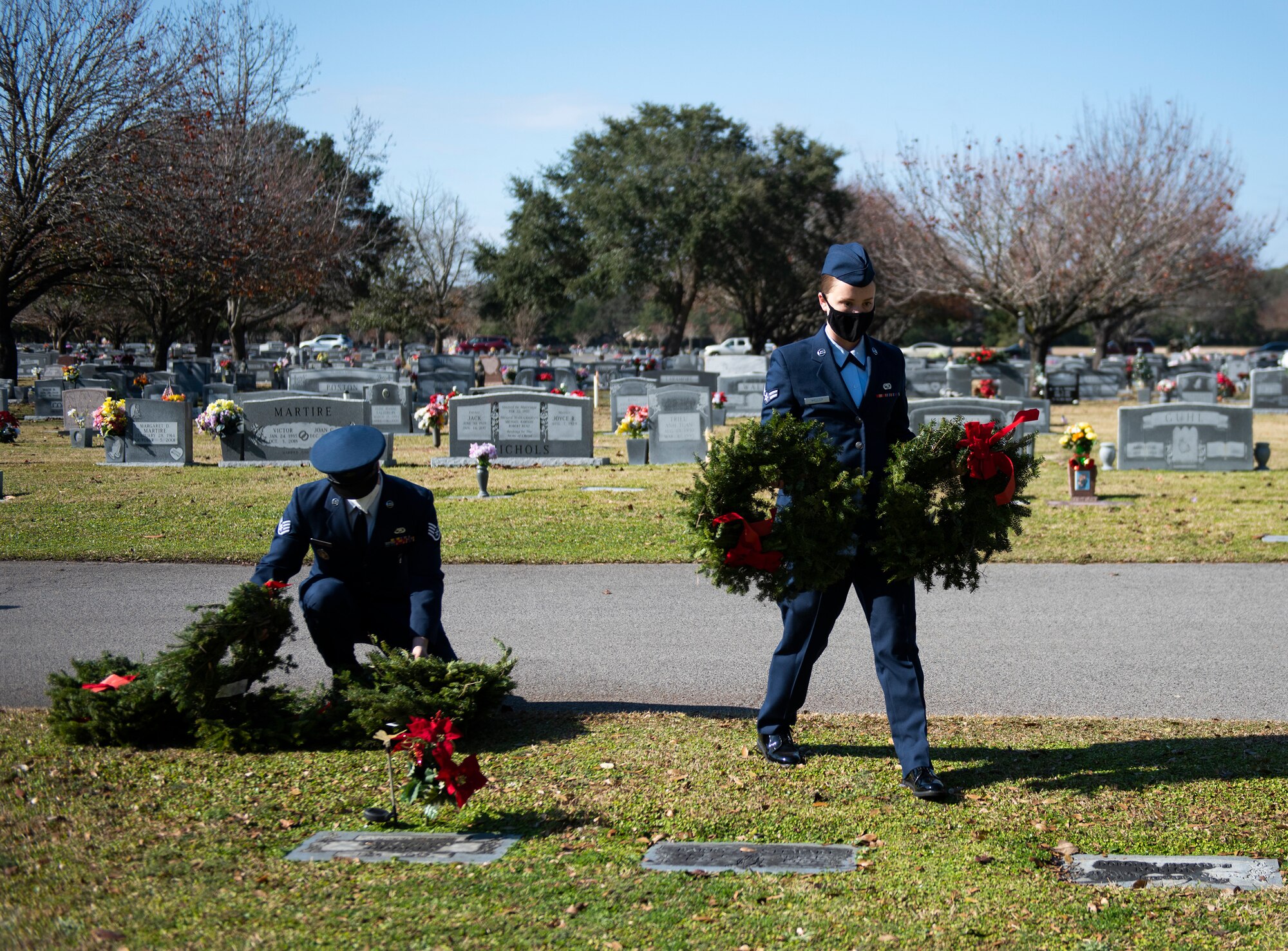 Eglin Airmen participate in first local Wreaths Across America ceremony at Beal Memorial Cemetery in Fort Walton Beach, FL.