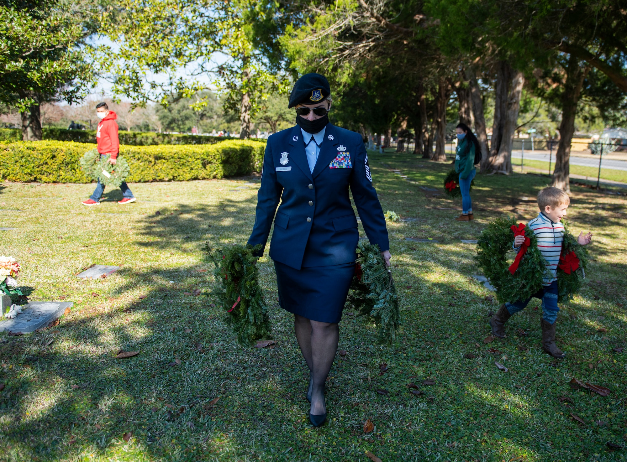 Eglin Airmen participate in first local Wreaths Across America ceremony at Beal Memorial Cemetery in Fort Walton Beach, FL.