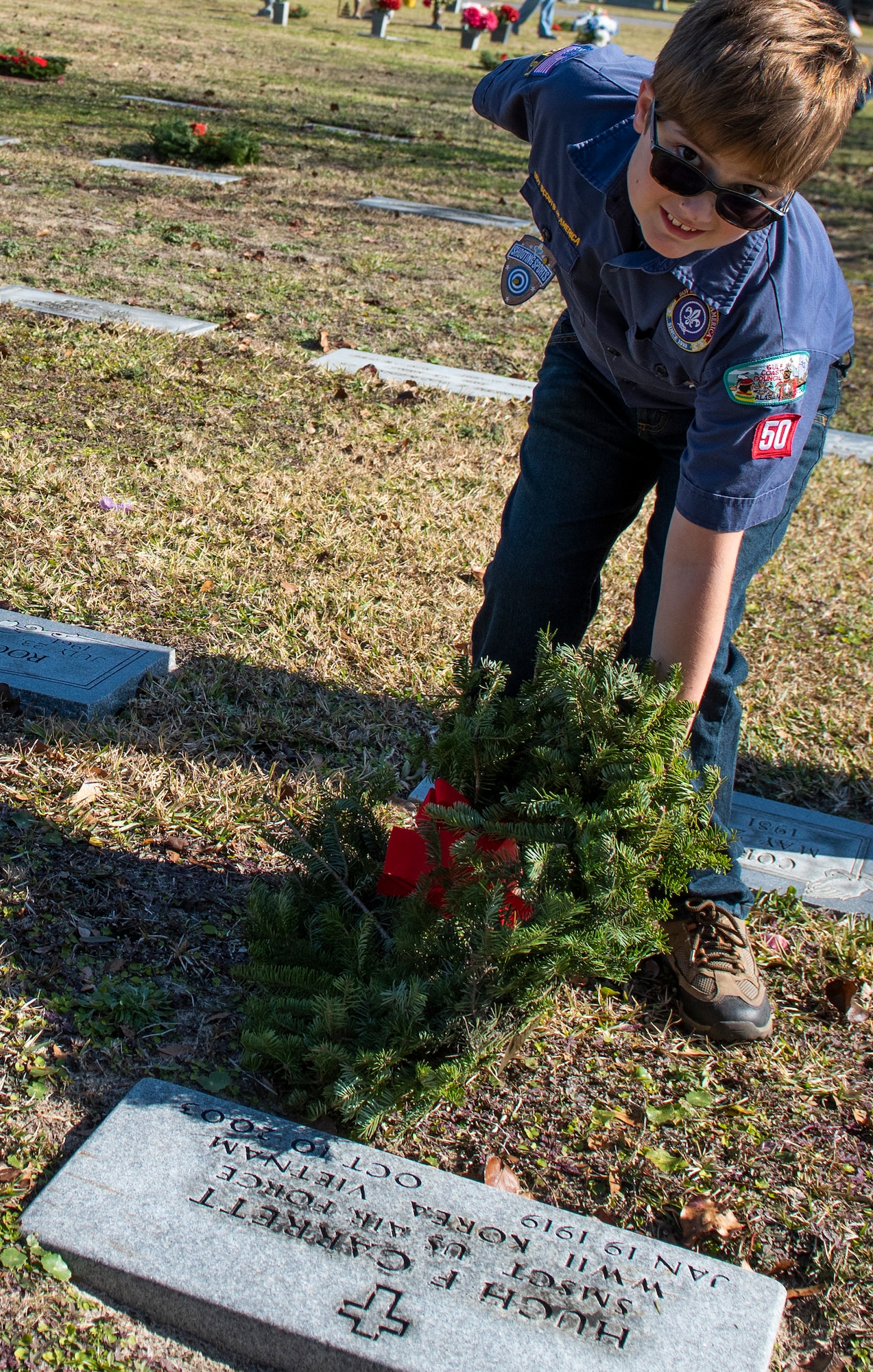 Eglin Airmen participate in first local Wreaths Across America ceremony at Beal Memorial Cemetery in Fort Walton Beach, FL.