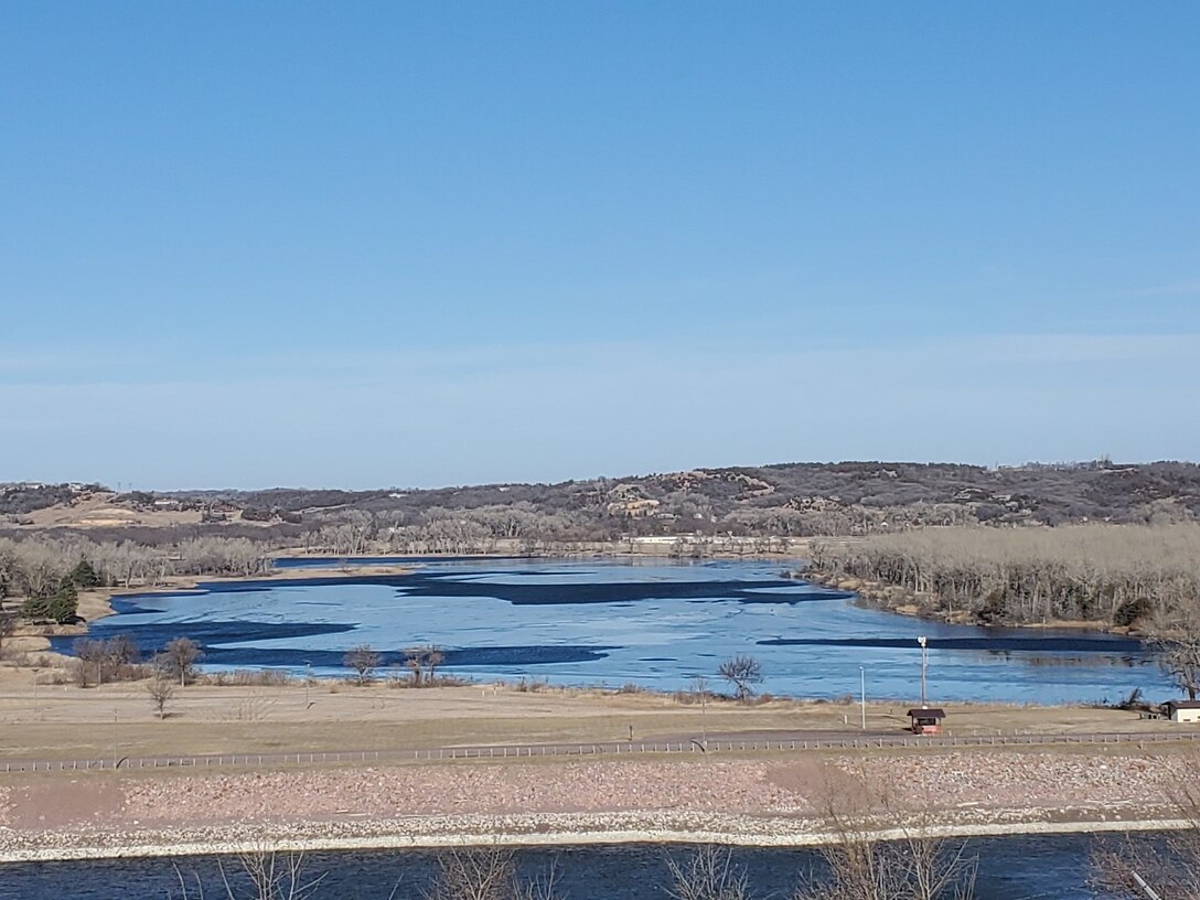 Minimal ice forming on Lake Yankton prior to water level drawdown, Dec. 22, 2020, Crofton, Neb. (Courtesy Photo)