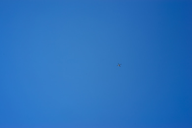 A 51st Civil Engineering Squadron drone performs a roof inspection roughly 200 feet above Osan Air Base, Nov. 2, 2020. The 51st CES has incorporated the use of drones into the facility inspection process in close coordination with the 51st Operations Support Squadron, who overseas Air Traffic Control and airfield operations, to ensure the continued safety of the airfield while operating a non-standard flying operation in close proximity to the flightline. (U.S. Air Force photo by 1st Lt. Daniel de La Fé)