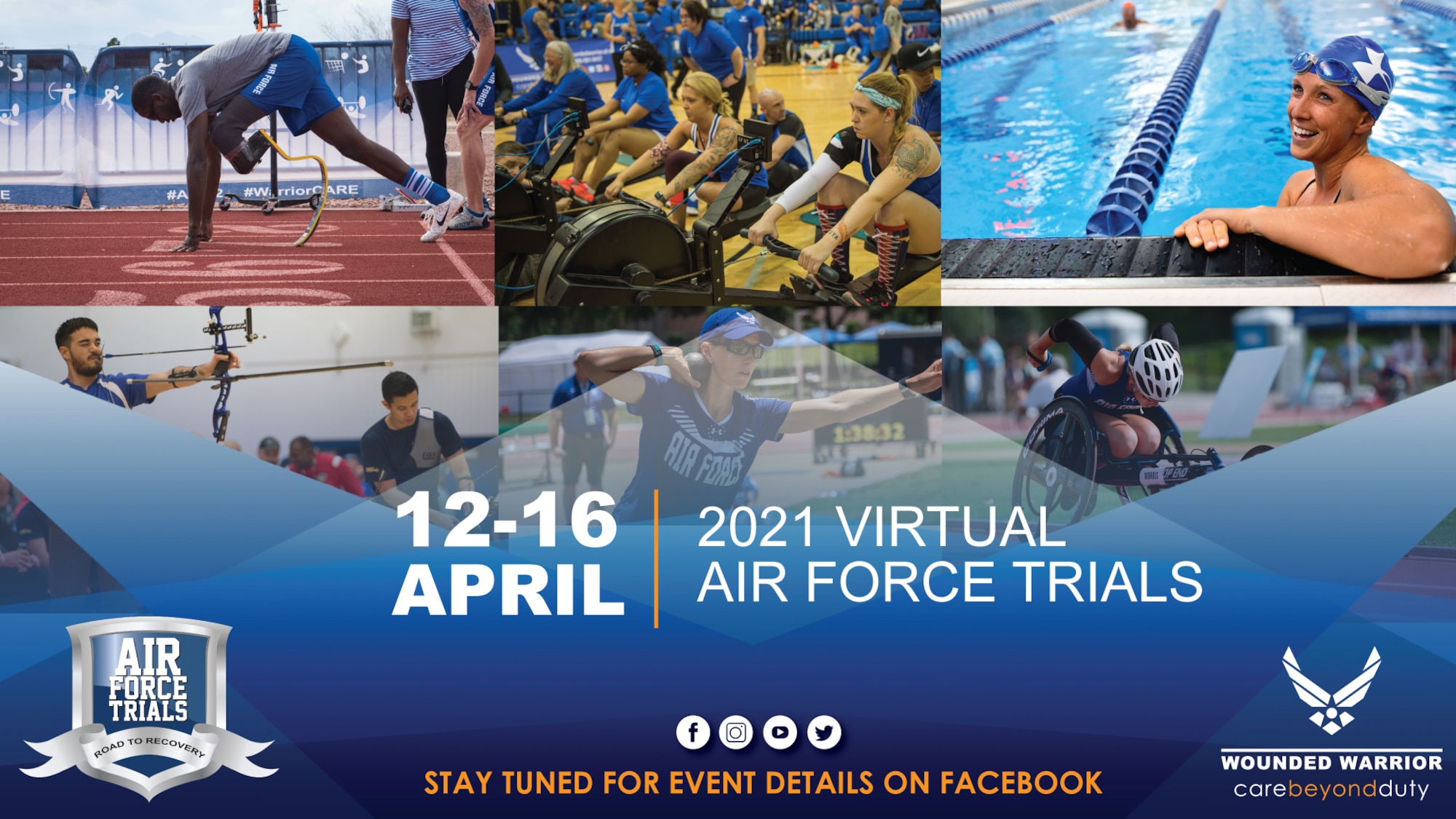 The Air Force Wounded Warrior Program (AFW2) is excited for Warriors to obtain their best at the 7th annual Air Force Trials! Given the current COVID–19 environment AFW2 will execute a virtual Air Force Trials (AFT) this year hosting virtual competitions, athlete classification and Warrior Games team selection.