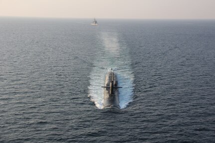 USS Georgia (SSGN 729) transits the Strait of Hormuz.