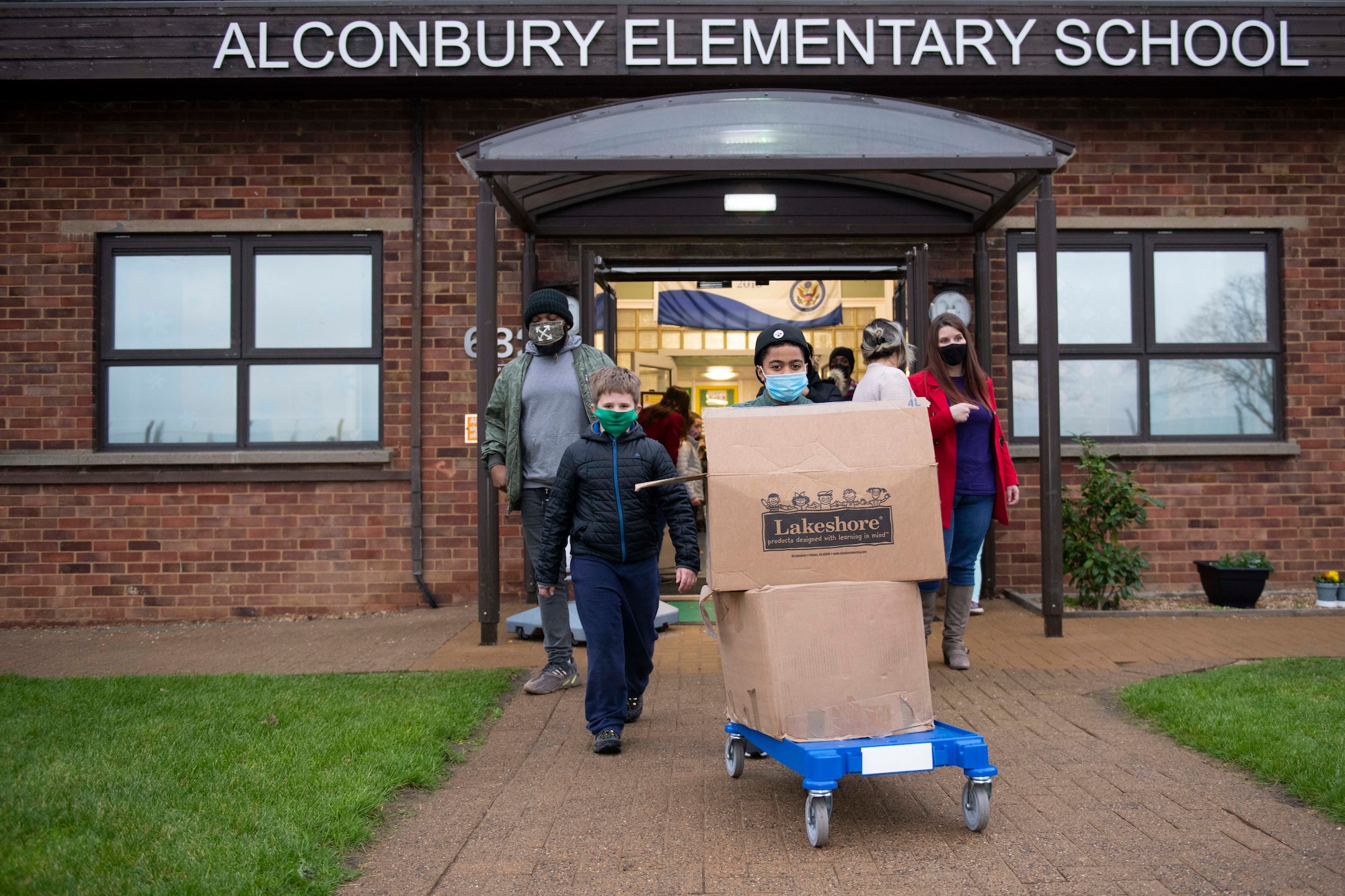 Royal Air Force Alconbury and RAF Molesworth schools and organizations worked together to collect food for the Alconbury Molesworth Spouse Club Food Pantry and the First Shirts Council food distribution Nov. 23 – Dec. 18, 2020, collecting a total of 2,876 items. (U.S. Air Force photo by Senior Airman Jennifer Zima)