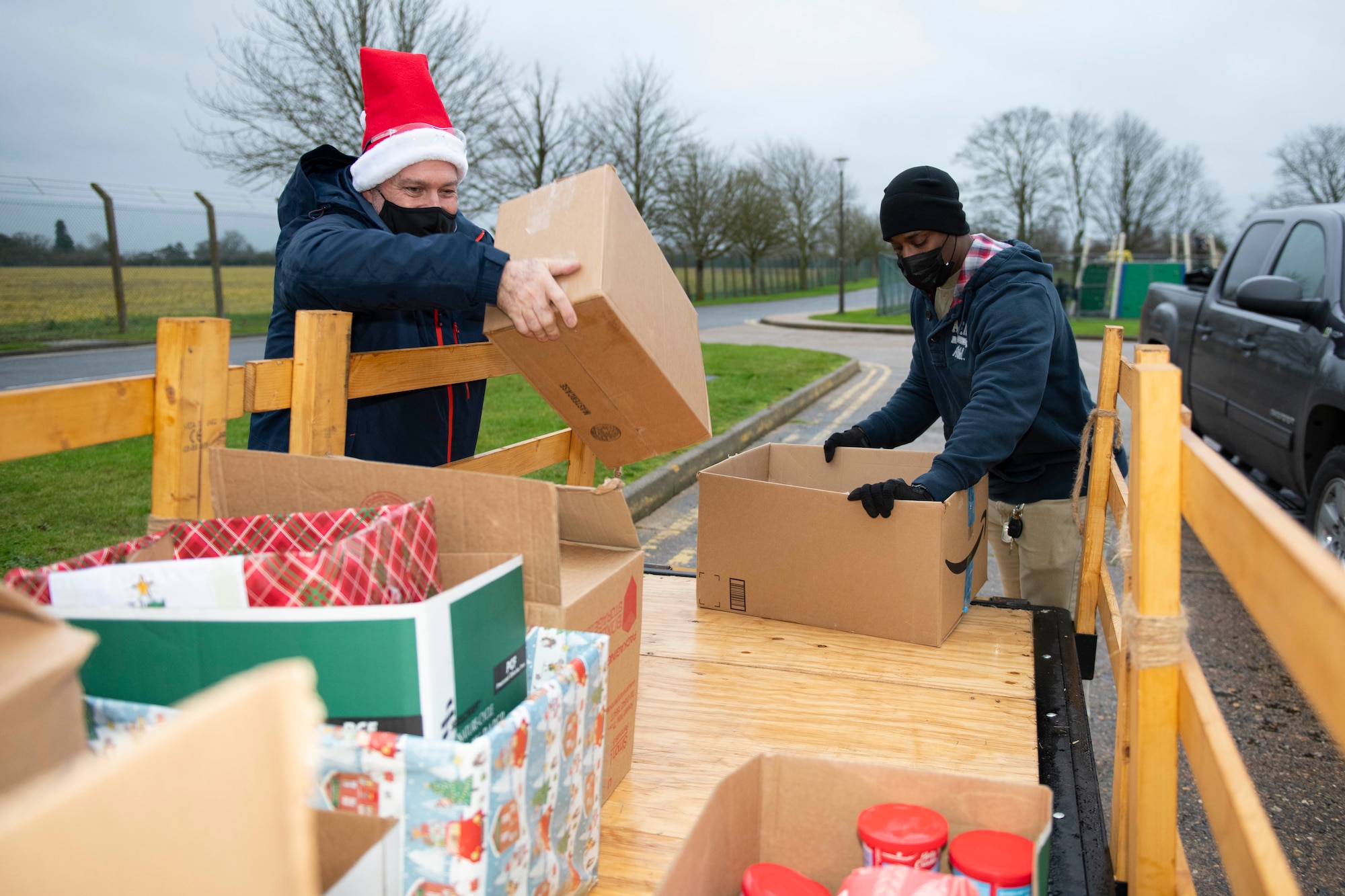 Royal Air Force Alconbury and RAF Molesworth schools and organizations worked together to collect food for the Alconbury Molesworth Spouse Club Food Pantry and the First Shirts Council food distribution Nov. 23 – Dec. 18, 2020, collecting a total of 2,876 items. (U.S. Air Force photo by Senior Airman Jennifer Zima)