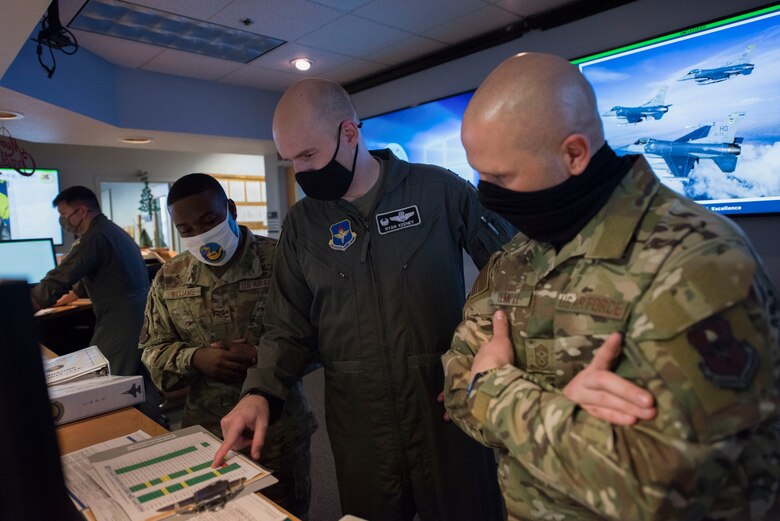 The 49th Wing leadership team visits the 311th Fighter Squadron