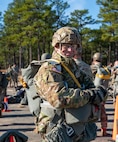 U.S. Army Reserve Brig. Gen. Michael M. Greer, U.S. Army Civil Affairs and Psychological Operations Command (Airborne) deputy commanding general, prepares to conduct airborne operations at Sicily Drop Zone, Fort Bragg, N.C., Dec. 3, 2020, during non-tactical airborne operations hosted by USACAPOC(A) and the 82nd Airborne Division.