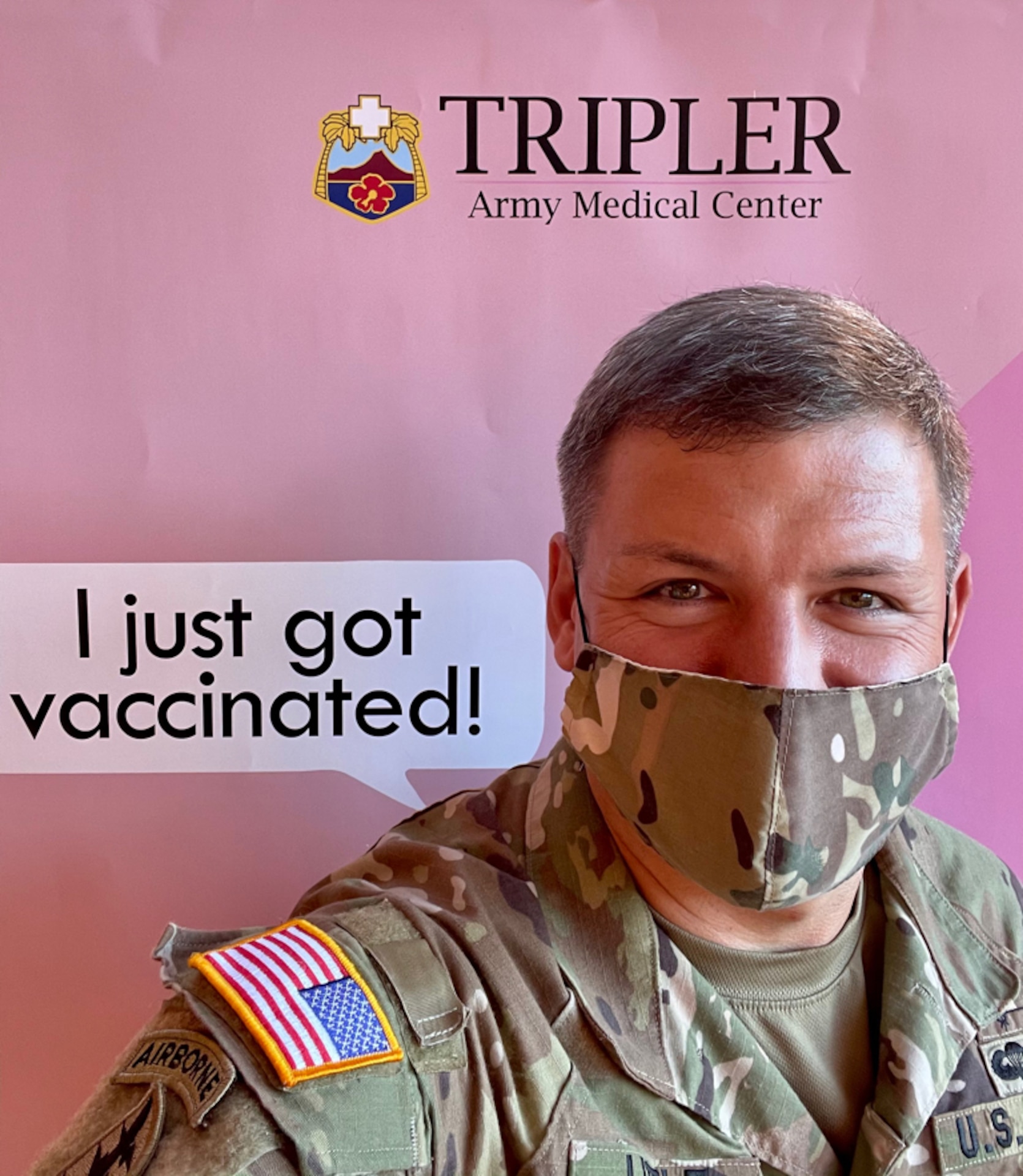 Lt. Col. Jered Little, commander of Public Health Activity-Hawaii, receives the Pfizer vaccine at Tripler Army Medical Center, Honolulu, on Dec. 23, 2020. The inoculation was part of the Department of Defense COVID-19 vaccine distribution and administration plan that is a phased, standardized and coordinated strategy for prioritizing, distributing, and administering COVID-19 vaccines to protect DoD personnel, maintain readiness, and support the national COVID-19 response. (Courtesy photo)