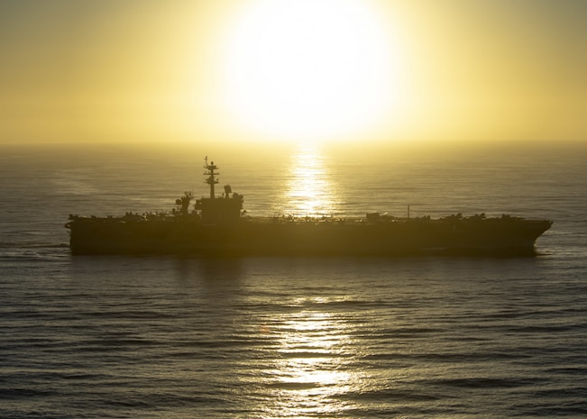 PACIFIC OCEAN (Dec. 18, 2020) The aircraft carrier USS Theodore Roosevelt (CVN 71) transits the Pacific Ocean Dec. 18, 2020. Theodore Roosevelt is underway conducting routine operations in the U.S. Third Fleet area of operations.