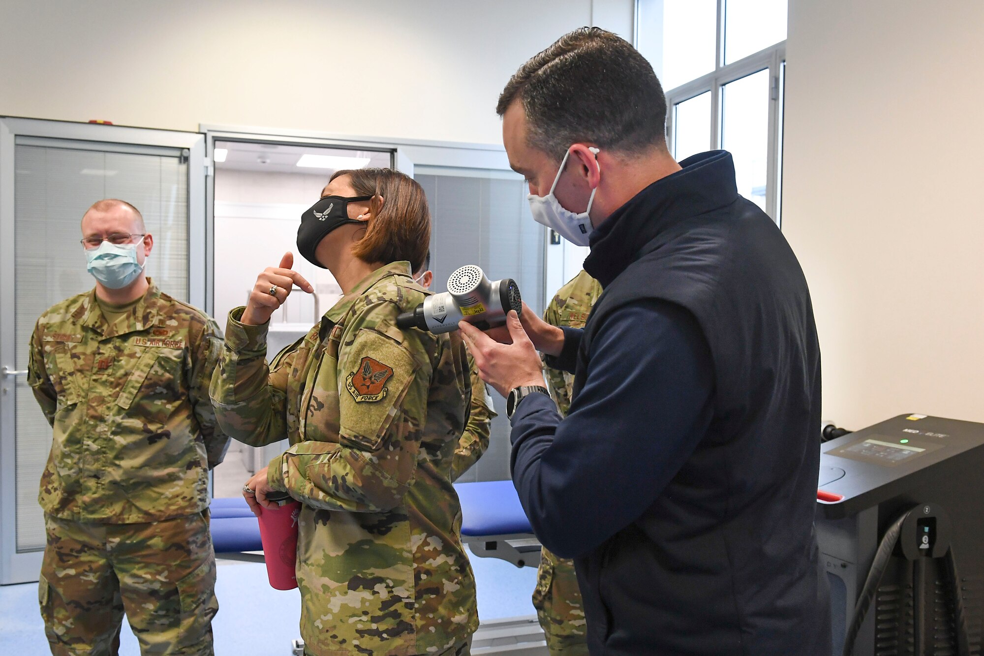 Air Force Chief of Staff Gen. Charles Q. Brown, Jr. tours the Comprehensive Operational Medicine for Battle Ready Airmen (COBRA) Clinic and receives briefs about several different programs at Aviano Air Base, Italy, Dec. 23, 2020. During the tour, the COVID-19 response team spoke about the innovative processes that were implemented throughout the 31st Fighter Wing during the global pandemic. (U.S. Air Force photo by Staff Sgt. Valarie Halbert)