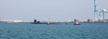 201223-A-HS292-1033 GULF OF BAHRAIN (Dec. 23, 2020) The guided-missile submarine USS Georgia (SSGN 729) transits the Gulf of Bahrain, inbound to a sustainment and logistics visit in Manama, Bahrain, Dec. 23. Georgia is deployed to the U.S. 5th Fleet area of operations in support of naval operations to ensure maritime stability and security in the Central Region, connecting the Mediterranean and Pacific through the Western Indian Ocean and three critical chokepoints to the free flow of global commerce.