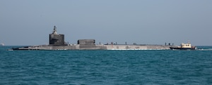 201223-A-HS292-1020 GULF OF BAHRAIN (Dec. 23, 2020) The guided-missile submarine USS Georgia (SSGN 729) transits the Gulf of Bahrain, inbound to a sustainment and logistics visit in Manama, Bahrain, Dec. 23. Georgia is deployed to the U.S. 5th Fleet area of operations in support of naval operations to ensure maritime stability and security in the Central Region, connecting the Mediterranean and Pacific through the Western Indian Ocean and three critical chokepoints to the free flow of global commerce.