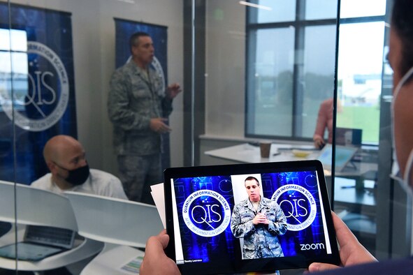 Col. Timothy Lawrence, director of AFRL's Information Directorate at Rome, N.Y., speaks during the event. (Courtesy photo)