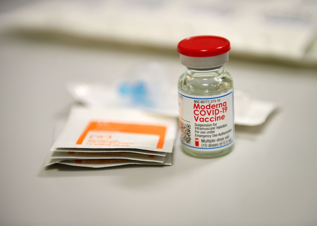 The 48th Medical Group conducted its first inoculations of healthcare workers with the COVID-19 vaccine at Royal Air Force Lakenheath, England, Dec. 29, 2020. Initial vaccines will be limited to healthcare workers and first responders to assess the process, and will be used to plan an expanded distribution phase, where each service will request and administer the vaccine through a Defense Department-wide phased vaccination approach. (U.S. Air Force photo by Senior Airman Madeline Herzog)