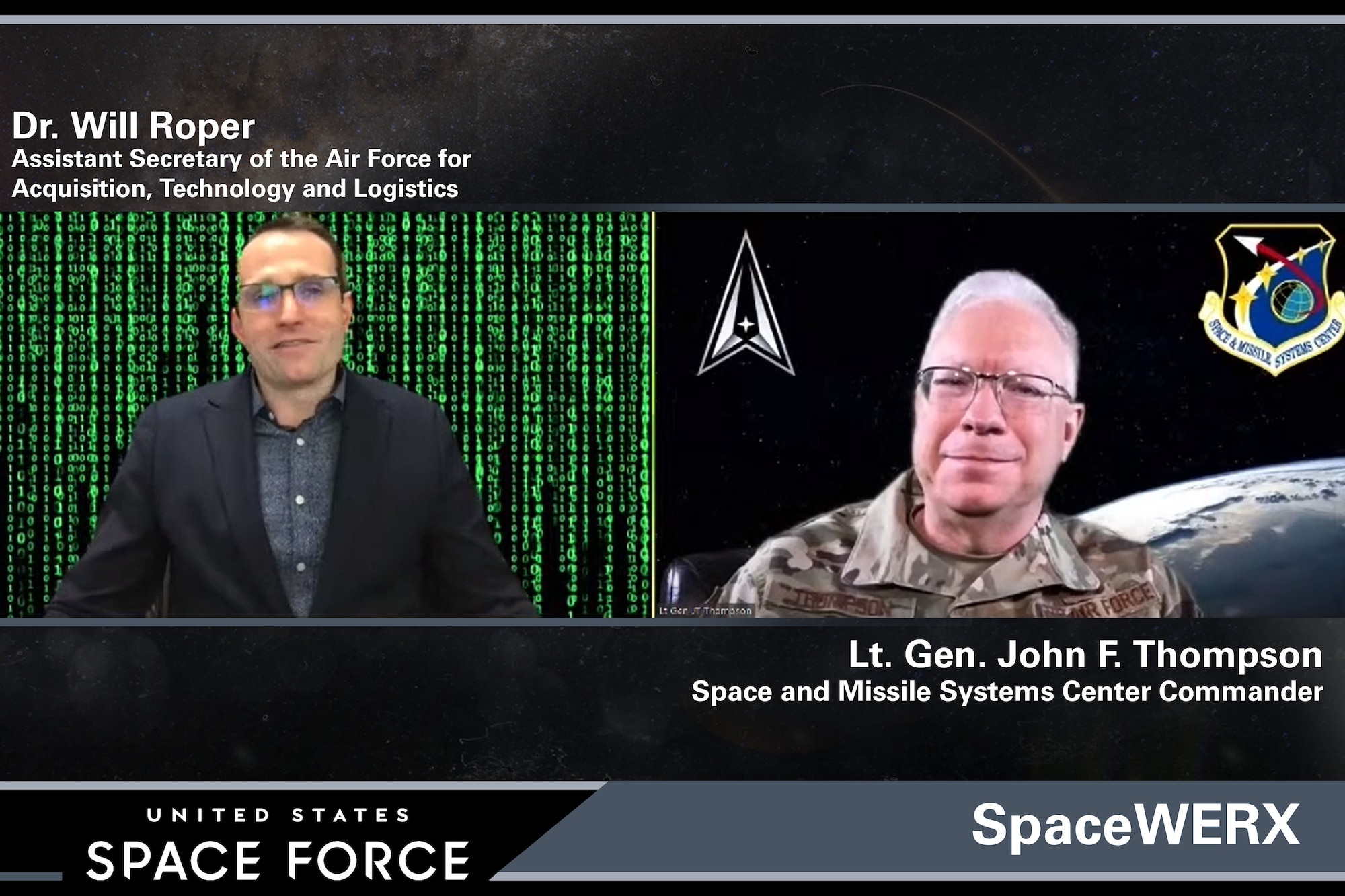 Dr. Will Roper and Lt. Gen. John F. Thompson discuss SpaceWERX