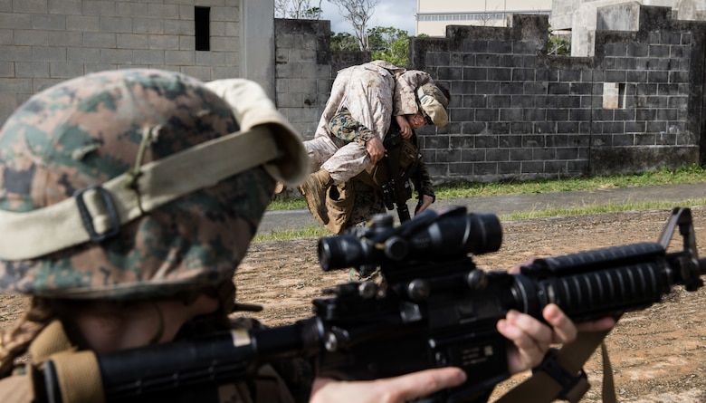 Marines with CLB-31, 31st MEU rehearse a simulated foreign humanitarian assistance mission during MEU Exercise in Okinawa, Japan, Dec. 10, 2020.