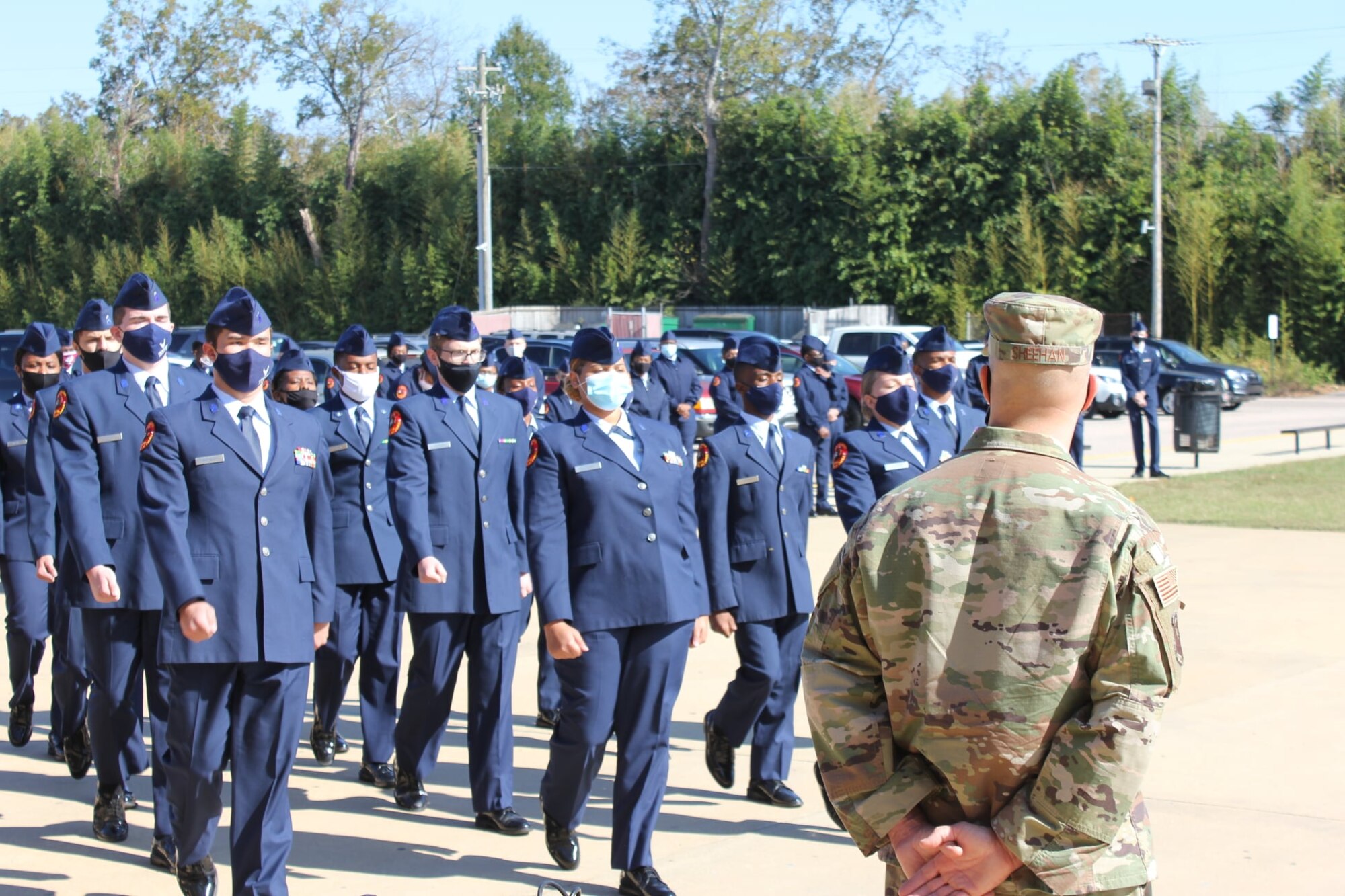 Chief Sheehan observes Lee HS AFJROTC drill