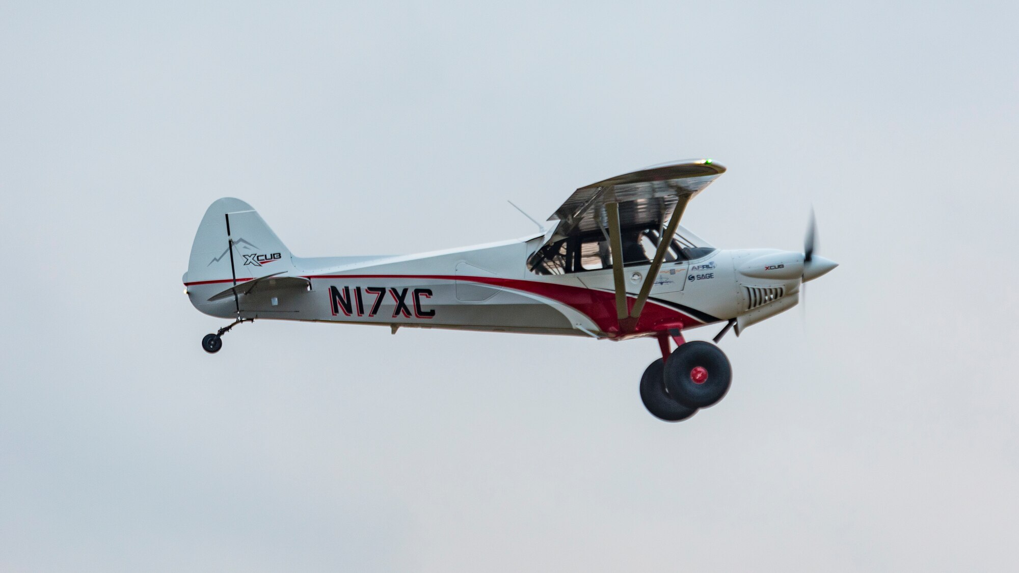 On Dec. 21, 2020, The AFRL LASH Lysander XCub stopped at the Lewis A. Jackson Regional Airport in Greene County, Ohio, on its journey to the AFRL 711th Human Performance Wing’s contracted research flight test organization facility in Maryland. The craft will be used to advance the initial “Lysander” personnel recovery flight experiments. (U.S. Air Force photo/Richard Eldridge)