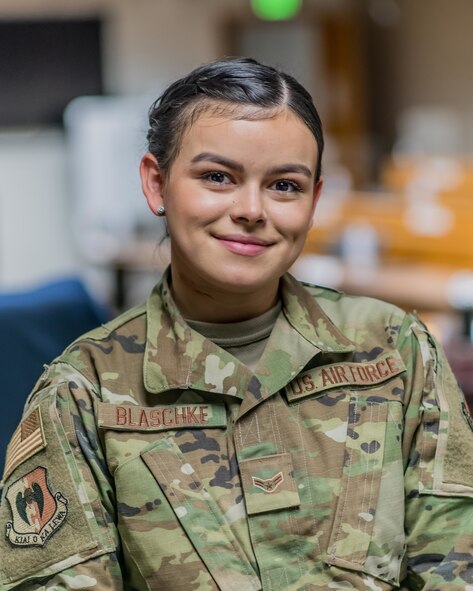 A1C Samantha Blaschke is a military justice paralegal for the 5th Bomb Wing Judge Advocate. Originally from Maricopa, Arizona, she became a part of Team Minot in March 2019. In Blachke’s position, she is responsible for assisting the wing commanders and first sergeants with legal paperwork.